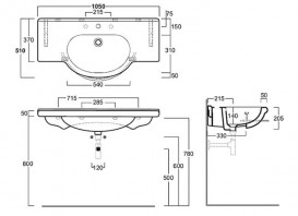 Раковина для ванной Simas Top Lavabi подвесная 105х51 см фаянс белый TOP 60