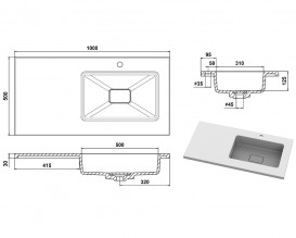 Раковина для ванной Snail Ария R 100х50 см литьевой мрамор белый 166R