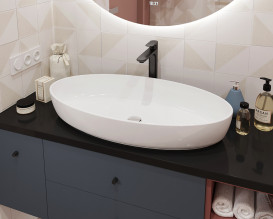 Раковина для ванної кімнати Snail Фараон 80х42 см ливарний мармур білий 169