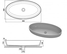 Раковина для ванної кімнати Snail Фараон 80х42 см ливарний мармур білий 169
