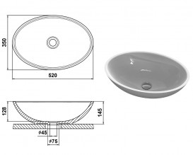 Раковина для ванной Snail Фиеста 52х35 см литьевой мрамор белый 174