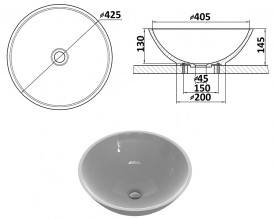 Раковина для ванной Snail Камелия Ø42,5 см литьевой мрамор белый 147