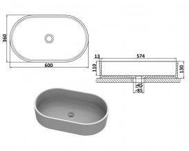 Раковина для ванной Snail Лиана 60х36 см литьевой мрамор белый 172