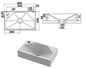 Раковина для ванної кімнати Snail Меркурій L 40х24 см ливарний мармур білий 157L