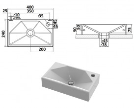 Раковина для ванної кімнати Snail Меркурій R 40х24 см ливарний мармур білий 157R