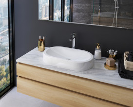 Раковина для ванной Snail Олимпия 60х35 см литьевой мрамор белый 150