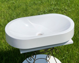 Раковина для ванной Snail Олимпия 60х35 см литьевой мрамор белый 150