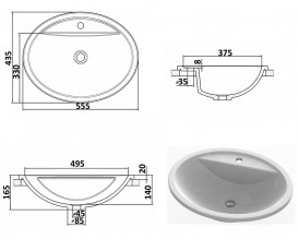Раковина для ванной Snail Омега 55,5х43,5 см литьевой мрамор белый 151