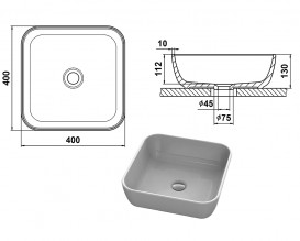 Раковина для ванної Snail Палермо 40х40 см ливарний мармур білий 178