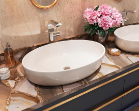 Раковина для ванної кімнати Snail Парадиз 60х40 см ливарний мармур білий 179