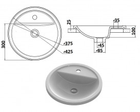 Раковина для ванної кімнати Snail Терра Ø42,5 см ливарний мармур білий 154