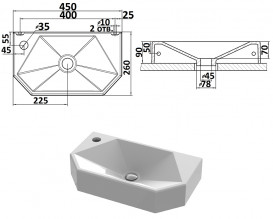 Раковина для ванної Snail Тритон L 45х26 см ливарний мармур білий 158L