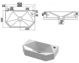 Раковина для ванной Snail Тритон R 45х26 см литьевой мрамор белый 158R