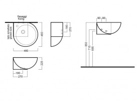 Раковина для ванной угловая Hatria You & Me 46х46 крепления справа санфарфор белый Y0H701