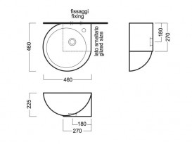 Раковина для ванной угловая Hatria You & Me 46х46 крепления слева санфарфор белый Y0H601