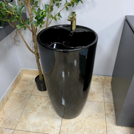Раковина для ванной VBI AGRIENTO 45x45 см напольный керамика черный глянцевый VBI-019005