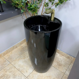 Раковина для ванной VBI AGRIENTO 45x45 см напольный керамика черный глянцевый VBI-019005