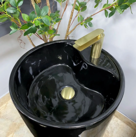 Раковина для ванной VBI AGRIENTO 45x45 см напольный керамика черный глянцевый VBI-019005