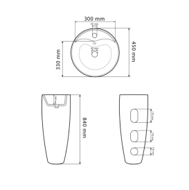 Раковина для ванной VBI AGRIENTO 45x45 см напольный керамика черный глянцевый VBI-019005