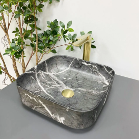 Раковина для ванної кімнати VBI ALGHERO 38,5x38,5 см кераміка чорний онікс матовий VBI-013303