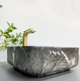 Раковина для ванної кімнати VBI ALGHERO 38,5x38,5 см кераміка чорний онікс матовий VBI-013303