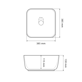 Раковина для ванної кімнати VBI ALGHERO 38,5x38,5 см кераміка чорний онікс матовий VBI-013303