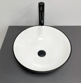 Раковина для ванної кімнати VBI Amalfi ⌀39,5 см кераміка чорний/білий VBI-013401