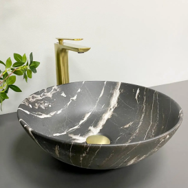 Раковина для ванної кімнати VBI AMALFI 39x39 см кераміка чорний онікс матовий VBI-013403