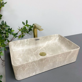 Раковина для ванної кімнати VBI ARABBA M 56x34,5 см кераміка бежевий камінь матовий VBI-013504