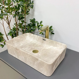 Раковина для ванної кімнати VBI ARABBA M 56x34,5 см кераміка бежевий камінь матовий VBI-013504