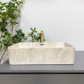 Раковина для ванної кімнати VBI ARABBA M 56x34,5 см кераміка бежевий камінь матовий VBI-013504