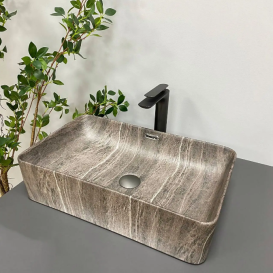 Раковина для ванної кімнати VBI ARABBA M 56x34,5 см кераміка коричневий камінь матовий VBI-013503