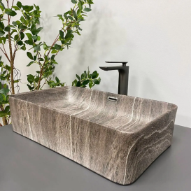 Раковина для ванної кімнати VBI ARABBA M 56x34,5 см кераміка коричневий камінь матовий VBI-013503