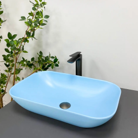 Раковина для ванной VBI AVEZZANO 58x35,5 см керамика голубой матовый VBI-014403