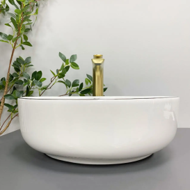 Раковина для ванної кімнати VBI BARI S 41x41 см кераміка білий з золотом VBI-011605