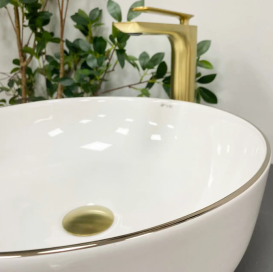 Раковина для ванної кімнати VBI BARI S 41x41 см кераміка білий з золотом VBI-011605