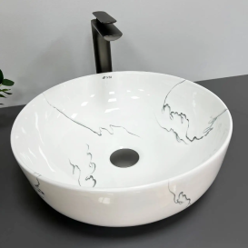 Раковина для ванної кімнати VBI BARI S MARMO GLOSSY 41x41 см кераміка мармур VBI-011604