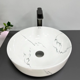 Раковина для ванної кімнати VBI BARI S MARMO GLOSSY 41x41 см кераміка мармур VBI-011604