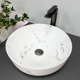 Раковина для ванної кімнати VBI BARI S MARMO GLOSSY 41x41 см кераміка мармур VBI-011604