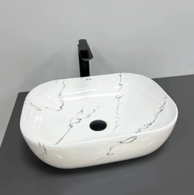 Раковина для ванної кімнати VBI BERGAMO MARMO GLOSSY 50,5x39 см кераміка мармур VBI-012501