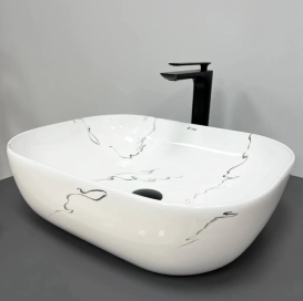 Раковина для ванної кімнати VBI BERGAMO MARMO GLOSSY 50,5x39 см кераміка мармур VBI-012501