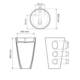 Раковина для ванної кімнати VBI Bolonia 40x40 см підлоговий кераміка білий VBI-019000