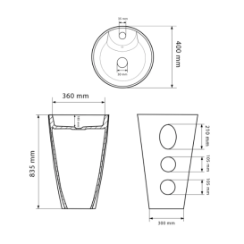 Раковина для ванной VBI Bolonia 40x40 см напольный керамика черный матовый VBI-019003