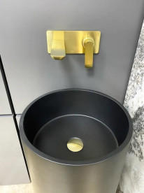 Раковина для ванної VBI Catania ⌀38,5 см конгломерат чорний матовий VBI-019021