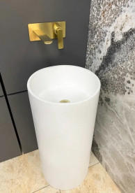 Раковина для ванної VBI Catania ⌀38,5 см конгломерат білий матовий VBI-019020