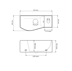 Раковина для ванної кімнати VBI FERMO L 45,5x24 см кераміка білий VBI-015609