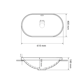 Раковина для ванної кімнати VBI GAETA  61x40 см кераміка білий з золотою каймою VBI-018032