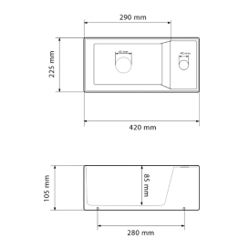 Раковина для ванной VBI LAGO R 42x22,5 см керамика белый VBI-015610