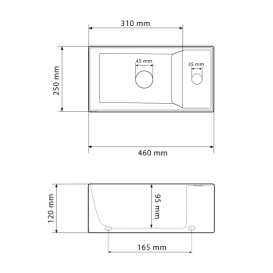 Раковина для ванної кімнати VBI LECCE L 46,5x25 см кераміка білий VBI-015604