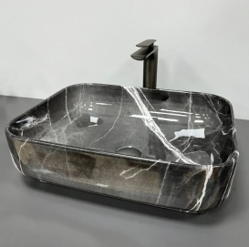 Раковина для ванной VBI PALERMO 50x39 см керамика темно-серый агат глянцевый VBI-012304